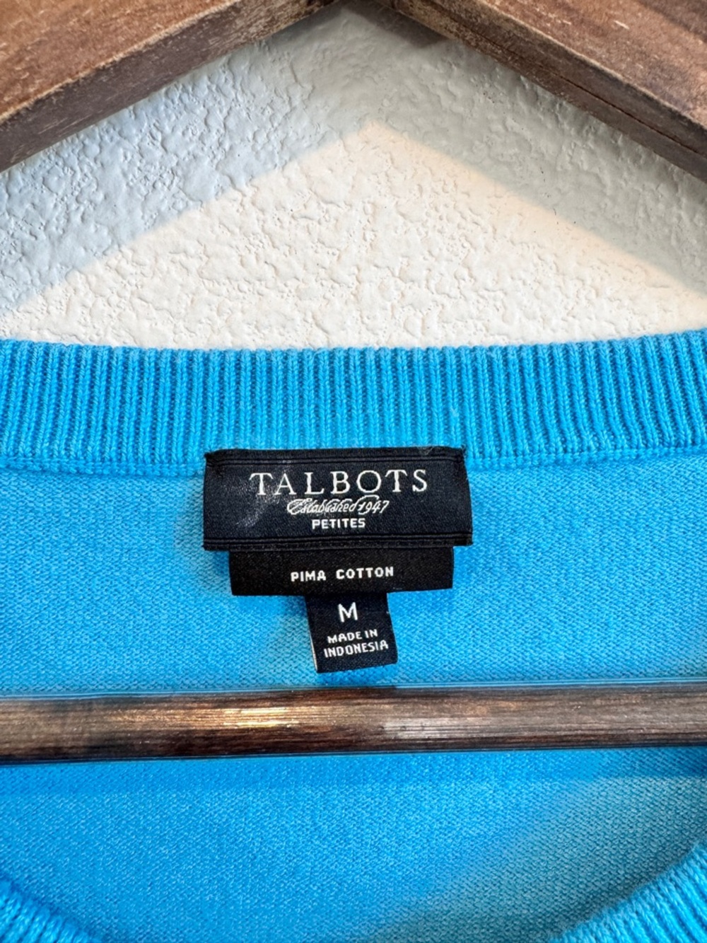 Talbots Pima Cotton Cardigan Coastal Minimalist Preppy Blue Petite M Soft B95 - Picture 3 of 9